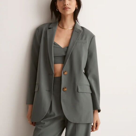 Madewell Oversized Menswear Blazer Olive Sage Women’s medium Button Accent NWT - Picture 2 of 16